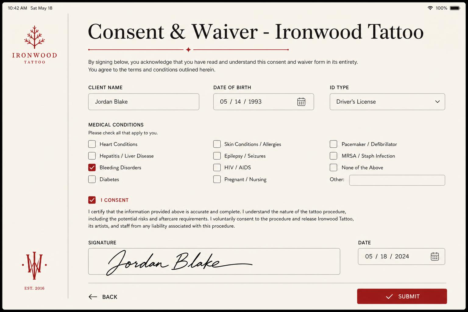 Consent on glass